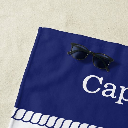 Captain's Wheel nautisch touw Naam toevoegen Strandlaken (In situ)