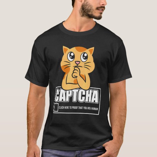 Captcha Cat Robot Design T-shirt (Voorkant)