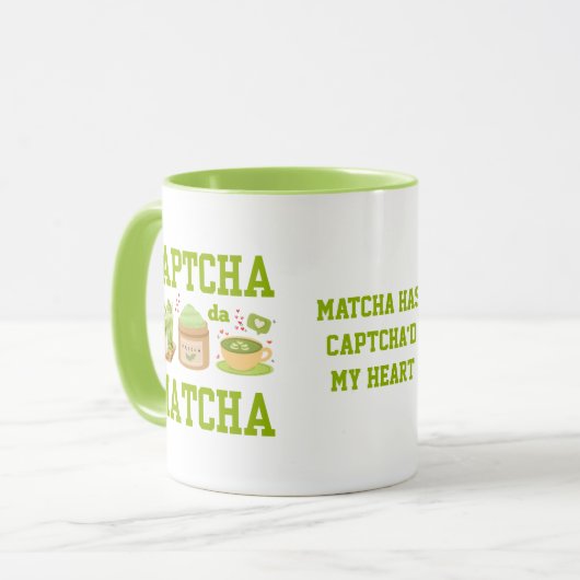 CAPTCHA DA MATCHA Fun Latte Drinker Mok (Voorkant links)