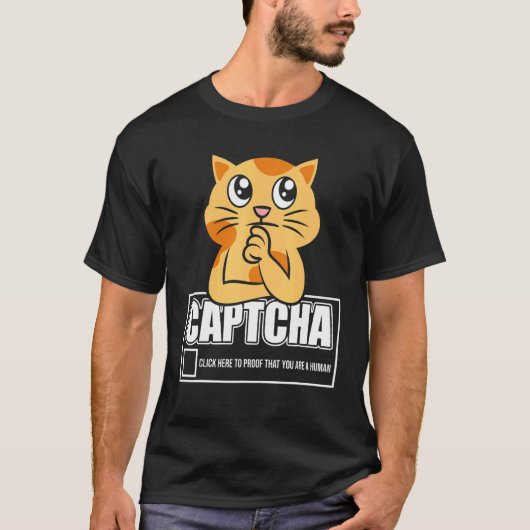 Captcha Kat Robot Ontwerp T-shirt (Voorkant)
