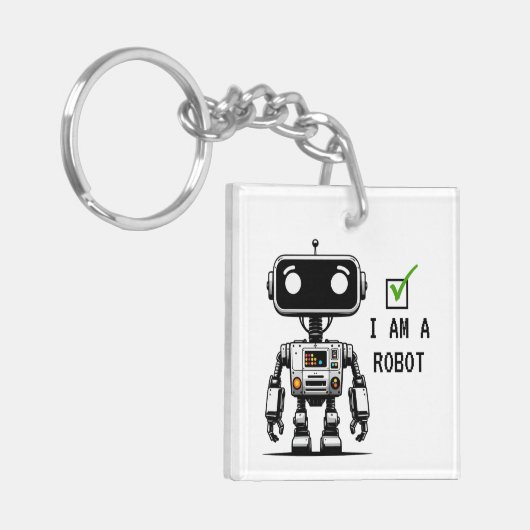 Captcha Robot – Ik ben een robot Sleutelhanger (Voorkant Links)