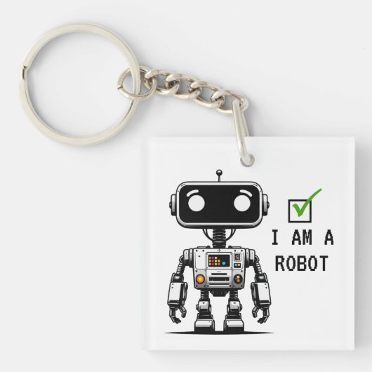 Captcha Robot – Ik ben een robot Sleutelhanger (Voorkant)