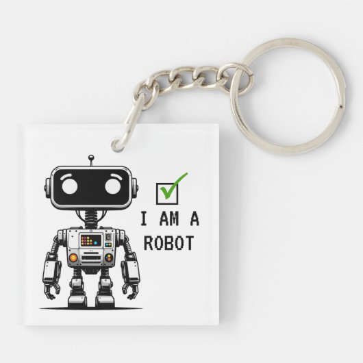 Captcha Robot – Ik ben een robot Sleutelhanger (Achterkant)