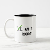 Captcha Robot – Ik ben een robot Tweekleurige Koffiemok (Links)