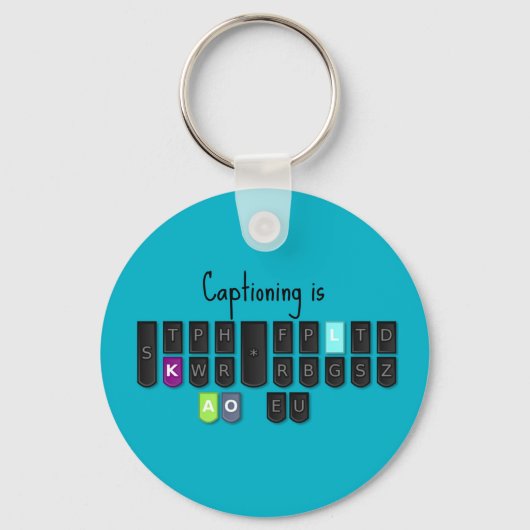 Captioning is Cool Steno Toetsenbord Key Fob Sleutelhanger (Voorkant)
