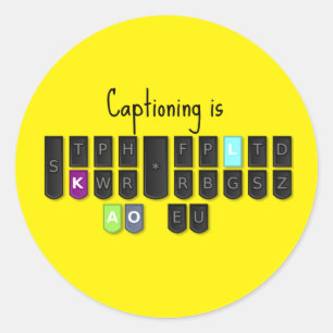 Captioning is Cool Steno-toetsenbordstickers Ronde Sticker