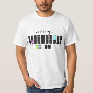 Captioning is het Cool Steno-toetsenbord T-shirt