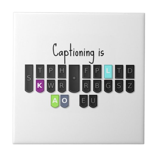 Captioning is het Cool Steno-toetsenbord Tegeltje (Voorkant)