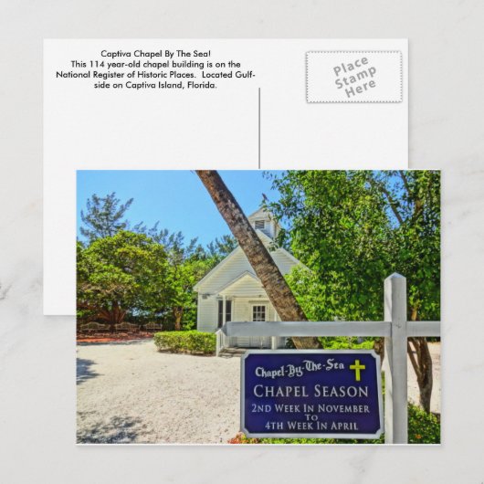 Captiva Florida kapel van het Zee Briefkaart (Voorkant / Achterkant)