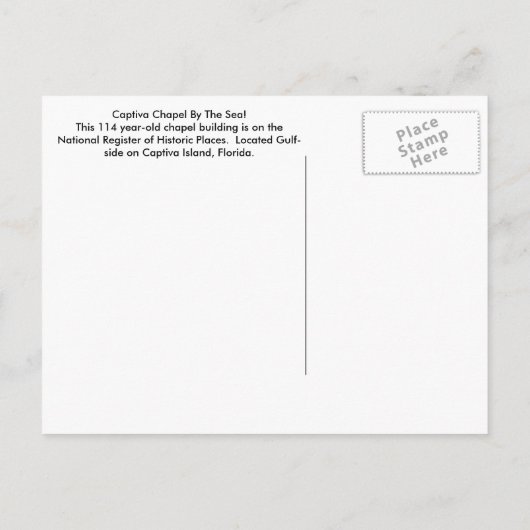 Captiva Florida kapel van het Zee Briefkaart (Achterkant)