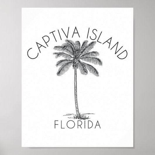 Captiva Island Beach Design Palm Tree Illustration Poster (Voorkant)