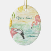 Captiva Island Flamingos Florida Art Keramisch Ornament (Rechts)