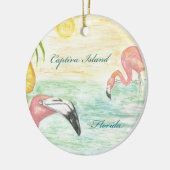Captiva Island Flamingos Florida Art Keramisch Ornament (Links)