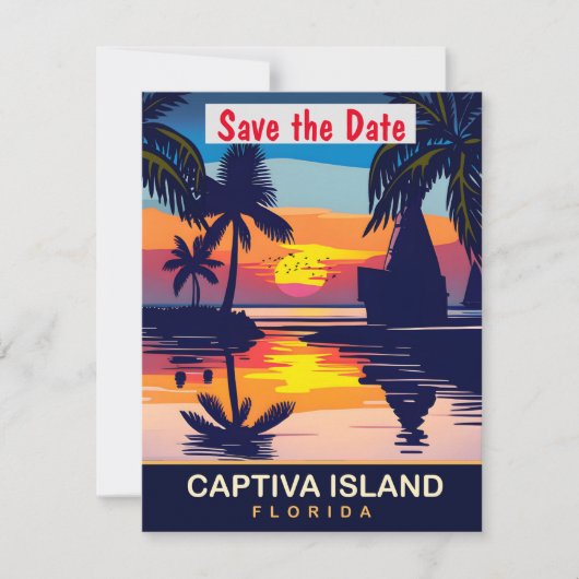 Captiva Island, Florida, Reizen Briefkaart, Save The Date (Voorkant)