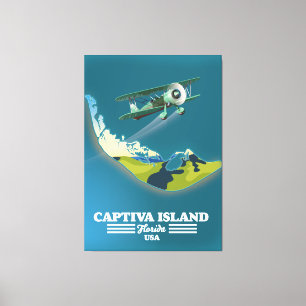 Captiva Island Florida USA kaart Canvas Afdruk
