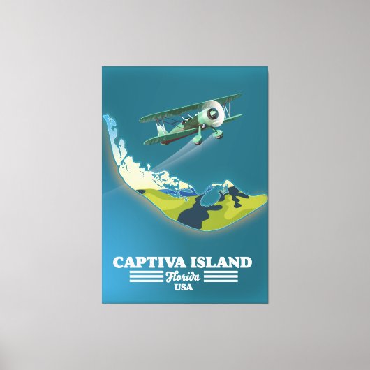Captiva Island Florida USA kaart Canvas Afdruk (Voorkant)
