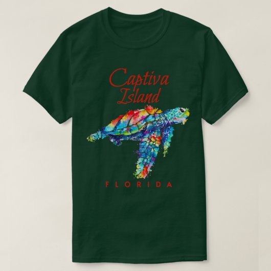 Captiva Island Florida Waterverf Zee Schildpad T-shirt (Design voorkant)
