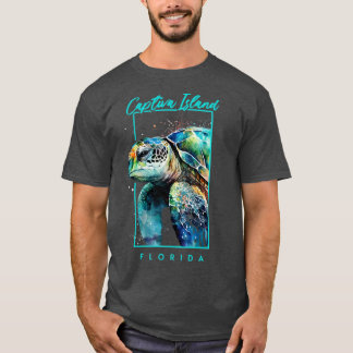 Captiva Island Florida Waterverf Zee Turtle Port T-shirt
