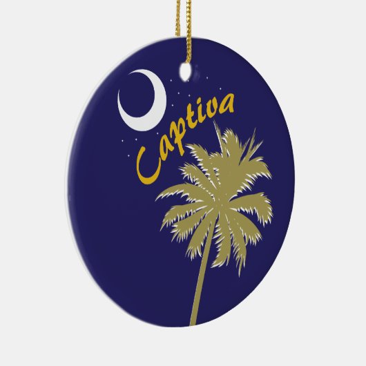 Captiva Island Night with palm tree Keramisch Ornament (Rechts)