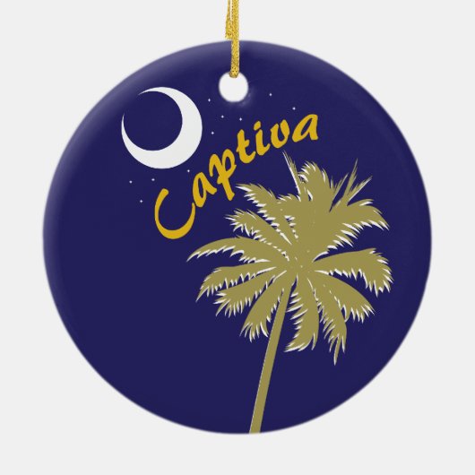 Captiva Island Night with palm tree Keramisch Ornament (Achterkant)