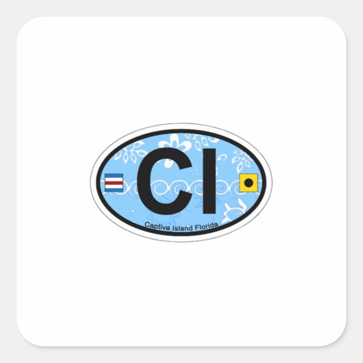 Captiva Island - Ovaal. Vierkante Sticker (Voorkant)