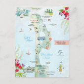Captiva Island | Routekaart bestemming bruiloft Briefkaart (Voorkant)
