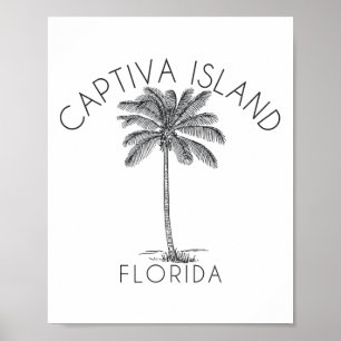Captiva Island Strand Ontwerp Palmboom Illustratie Poster