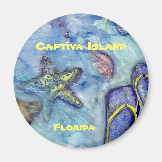 Captiva Island Waterverf Florida Art Magneet (Voorkant)