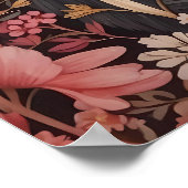 Captivating Bruin Beer Gaze Roze Bloemen Poster (Hoek)