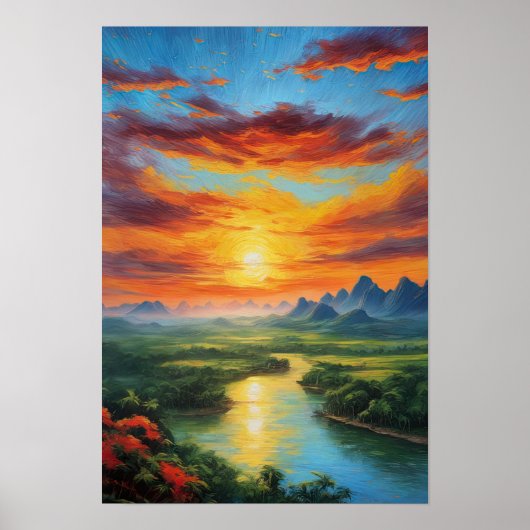 Captivating Crimson Sunset Poster (Voorkant)