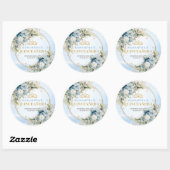 Captivating Dusty Blue Gold Greenery Quinceañera  Ronde Sticker (Vel)