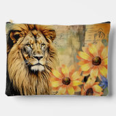 Captivating Leeuwenkop & Zonnebloemen Cosmetische Etui (Voorkant)