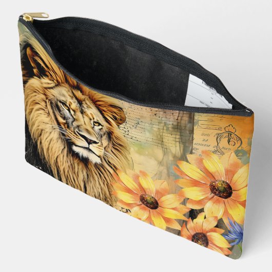 Captivating Leeuwenkop & Zonnebloemen Cosmetische Etui (Open)