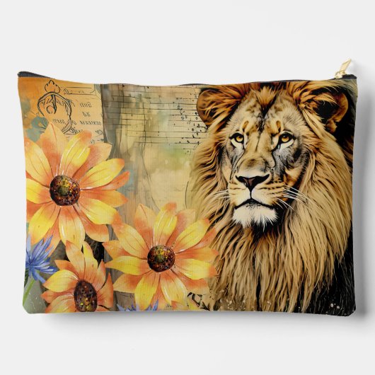 Captivating Leeuwenkop & Zonnebloemen Cosmetische Etui (Achterkant)