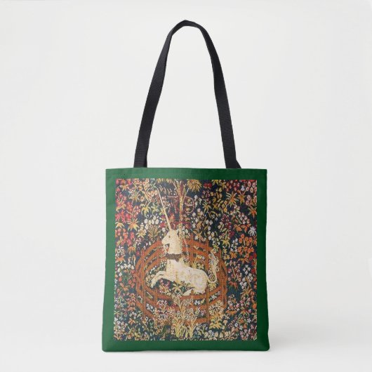 Captive Unicorn middeleeuws wandtapijt Tote Bag (Voorkant)