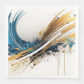 Captiverende Abstracte Feestservetten Blauw Goud Servet (Voorkant)
