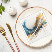 Captiverende Abstracte Feestservetten Blauw Goud