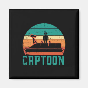 Captoon Boot Zonsondergang Retro Pontoon Kapitein Magneet