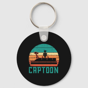 Captoon Boot Zonsondergang Retro Pontoon Kapitein Sleutelhanger
