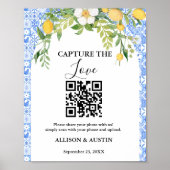 Capture liefde QR code Blue tegel en Lemon bruilof Poster (Voorkant)
