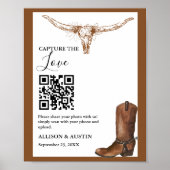 Capture liefde QR code Western cowboylaarzen bruil Poster (Voorkant)