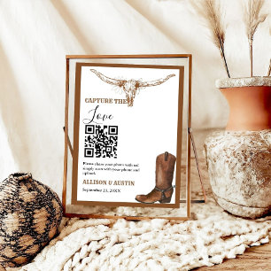 Capture liefde QR code Western cowboylaarzen bruil Poster