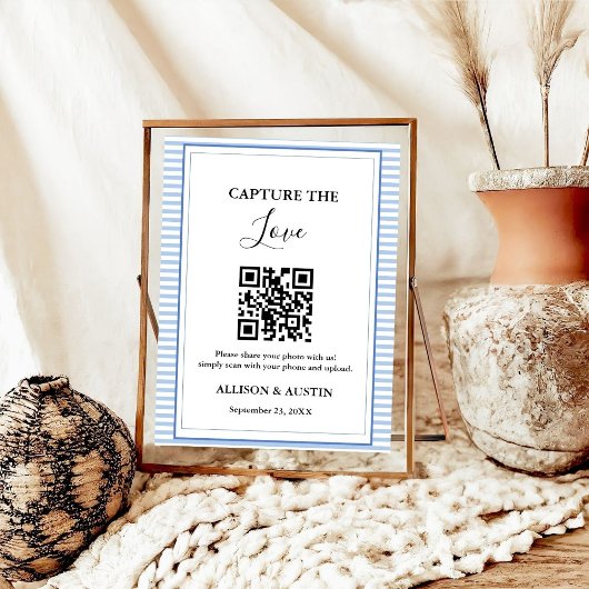 Capture liefde QR codeDusty Blue bruiloft Poster