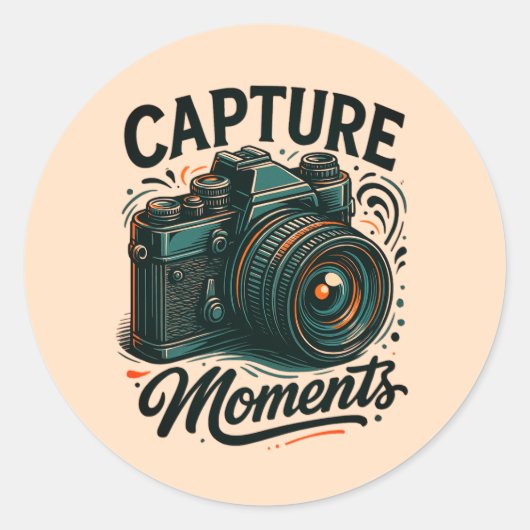 Capture Moments Retro Camerakunst Sticker (Voorkant)