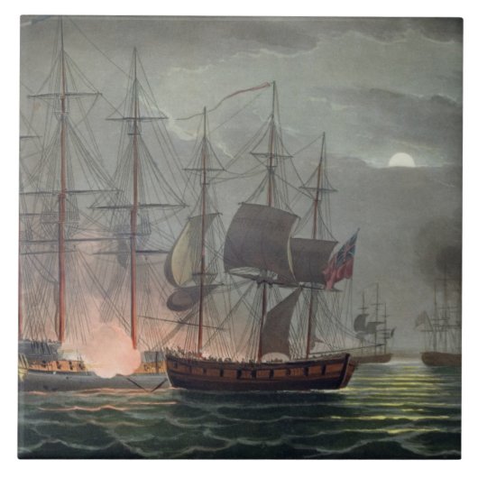 Capture of La Desiree, 7 juli 1800, from 'The Na' Tegeltje (Voorkant)