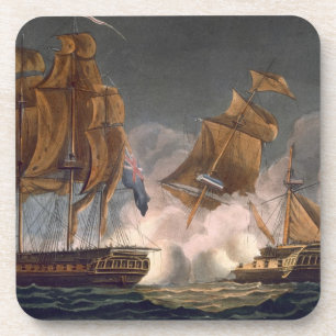 Capture of La Tribune, 8 juni 1796, gegraveerd doo Drankjes Onderzetter