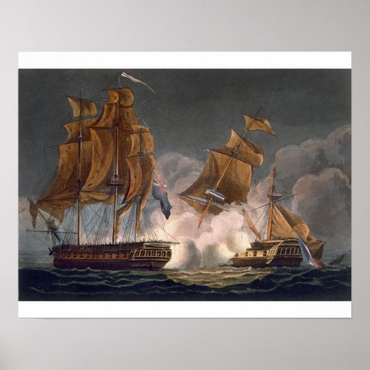 Capture of La Tribune, 8 juni 1796, gegraveerd doo Poster (Voorkant)