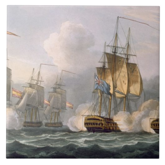 Capture of the Dorothea, 15 juli 1798, gegraveerd Tegeltje (Voorkant)