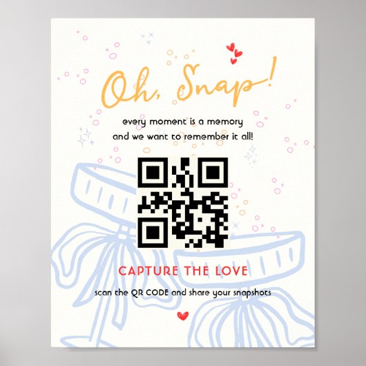 Capture the Coquette Love QR Code Wedding Shower Poster (Voorkant)