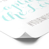 Capture the Love Aqua Blue Trouw Hashtag Poster (Hoek)